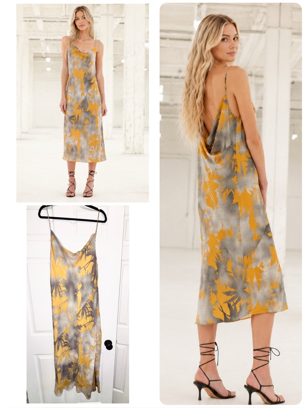 Aritzia Babaton I-OI Adira Satin Midi Back Drape Slip Dress Size Large